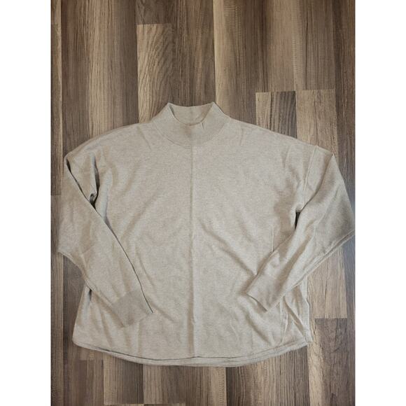 Madewell Mock Neck Sweater Tan Merino Wool/Alpaca Blend Pull Over Women's Size M - Picture 2 of 7
